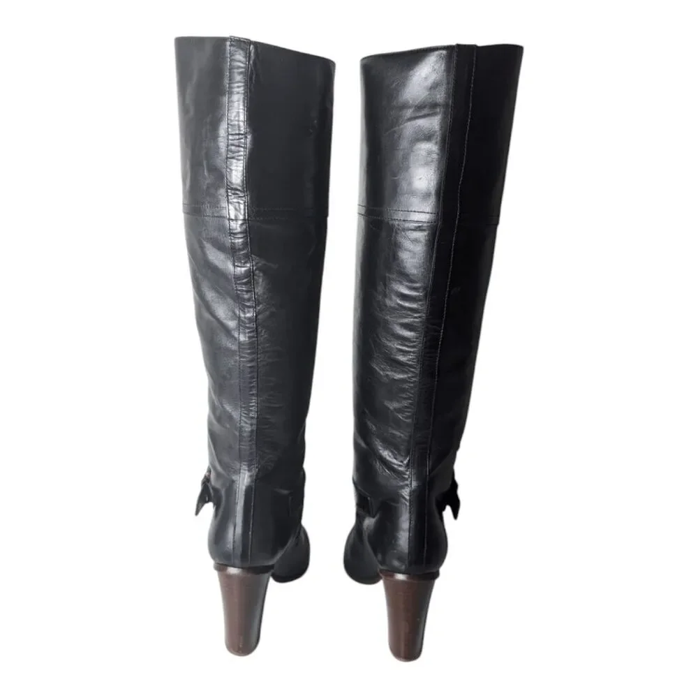 COLISE'E DE SACHA Italian Made Black Leather Over The Knee  Boot Size 38